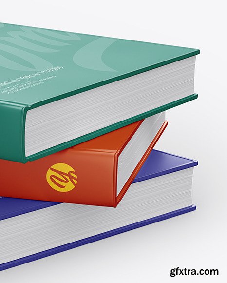 Hardcover Books w/ Glossy Cover Mockup 58775