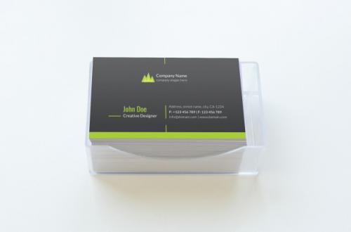 Business Card Mockup Single Side Over Plastic Box Premium PSD