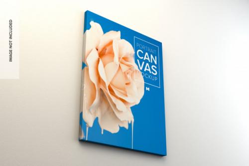Canvas Mockup Hanging On The Wall Premium PSD
