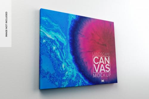 Canvas Mockup Hanging On The Wall Premium PSD