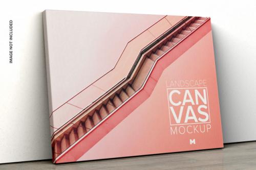 Canvas Mockup Leaning On The Wall Premium PSD