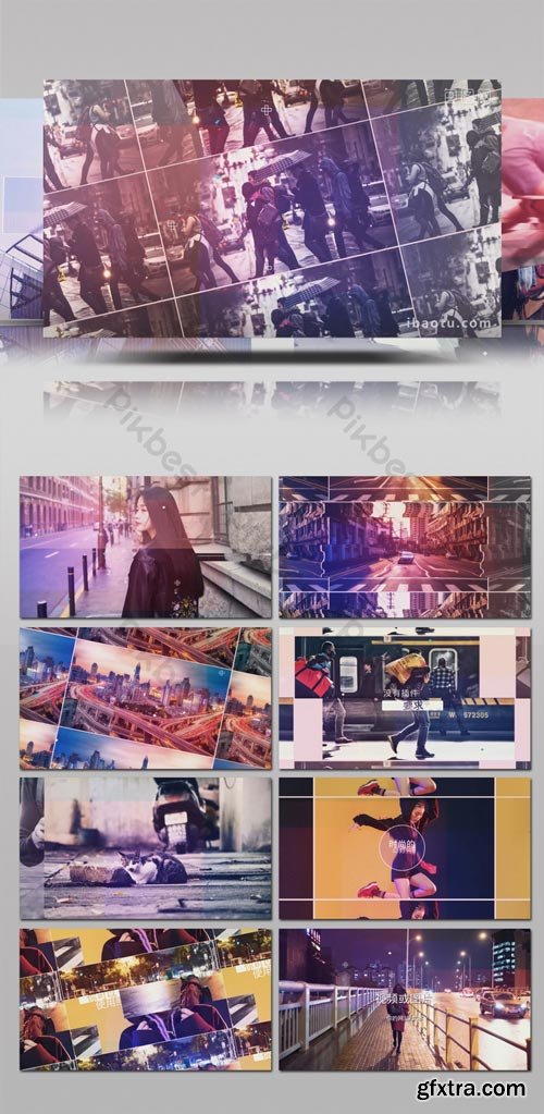 PikBest - Dynamic split screen display photo video opening title AE template - 1144602