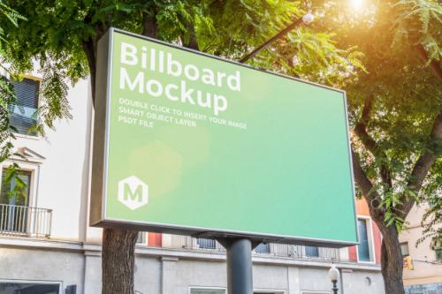 Outdoor Horizontal Billboard With Natural Landscape Mockup Premium PSD