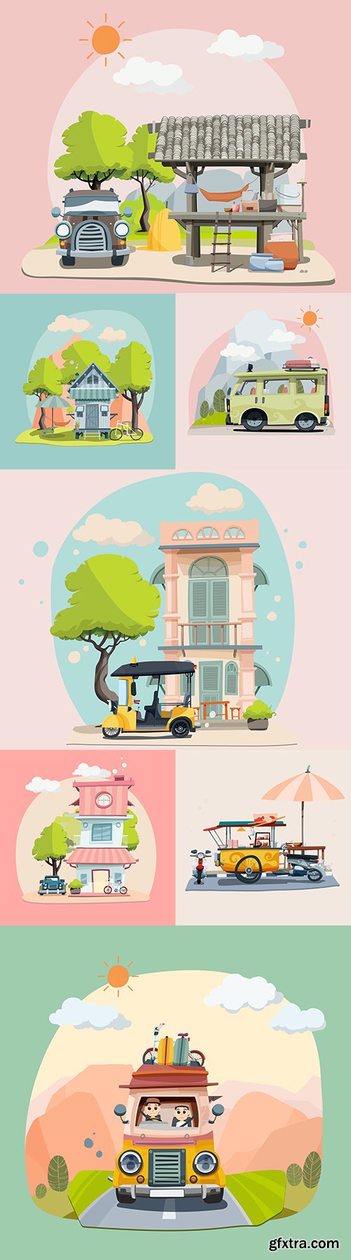 Travel during vacation and Pastel House illustration
Travel during vacation and Pastel House illustration