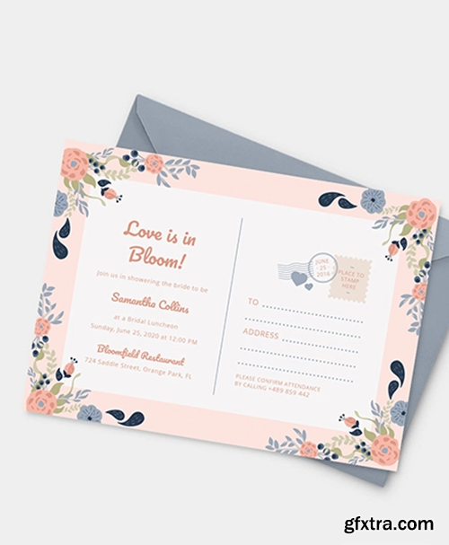 Bridal Shower Postcard invitation Template » GFxtra