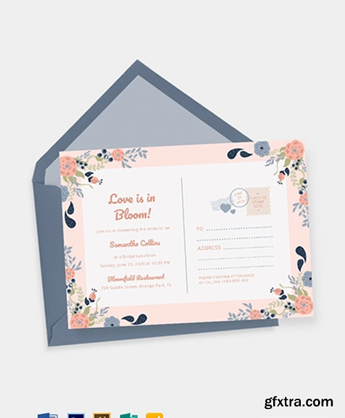 Bridal Shower Postcard invitation Template » GFxtra