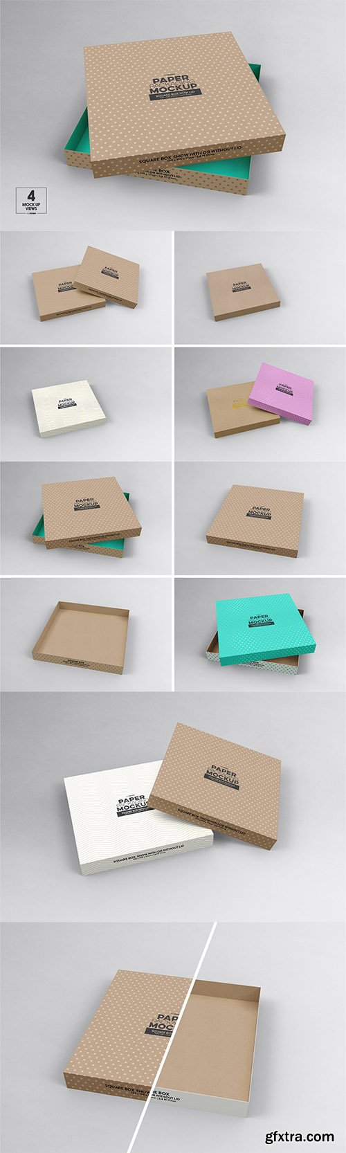 Medium Square Paper Box & Lid Mockup Medium Square Paper Box & Lid Mockup