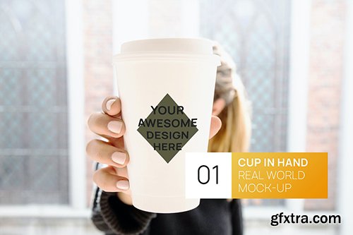 Person Holding White Coffee Cup Real World Mock-up Person Holding White Coffee Cup Real World Mock-up