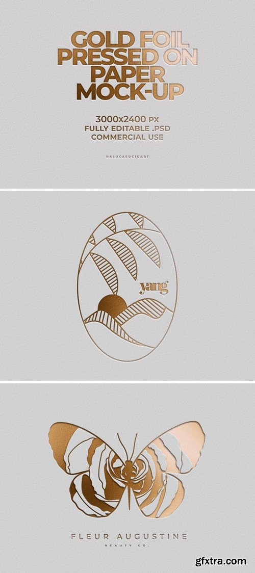 Gold Foil Logo Mock-Up Pressed on Paper 3913745