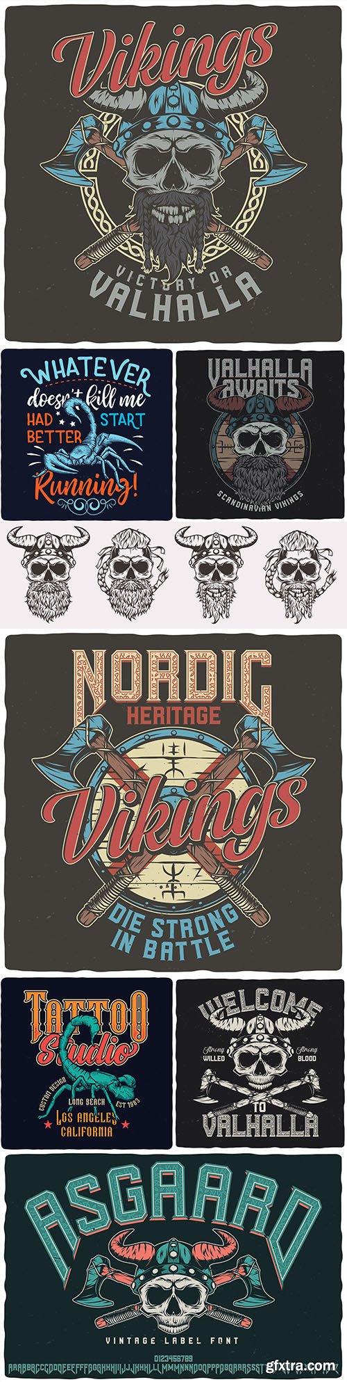 Scorpion and Viking vintage design tattoo illustrations
Scorpion and Viking vintage design tattoo illustrations