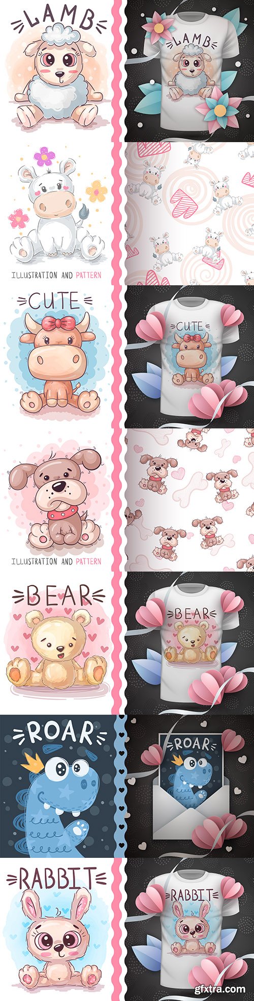 Cute cartoon animals and background design t-shirt
Cute cartoon animals and background design t-shirt