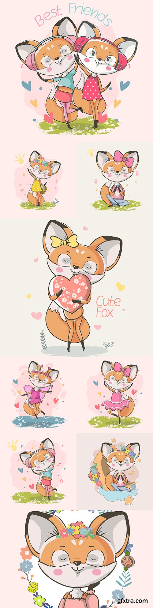 Cute little fox fashion with colors painted illustrations
Cute little fox fashion with colors painted illustrations
