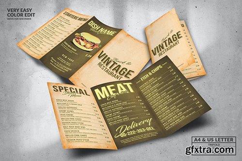 Vintage Trifold Food Menu Design