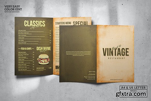 Vintage Bifold Food Menu Design
