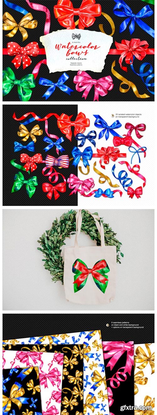 30 Watercolor Gift Bows and Ribbons 3934672 30 Watercolor Gift Bows and Ribbons 3934672
