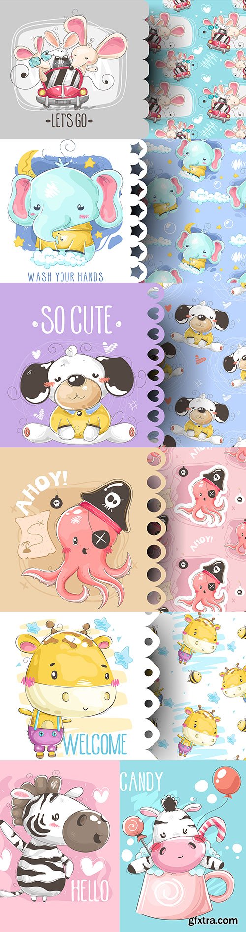 Cute cartoon animals and background design t-shirt 2
Cute cartoon animals and background design t-shirt 2