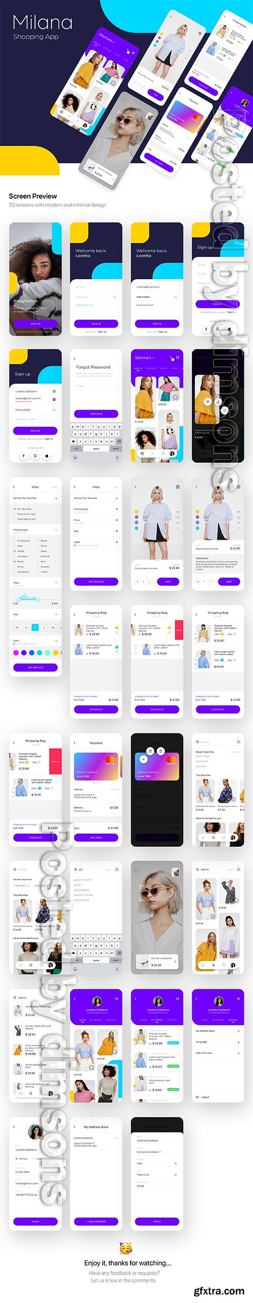 Milana Shopping App UI Kit Milana Shopping App UI Kit