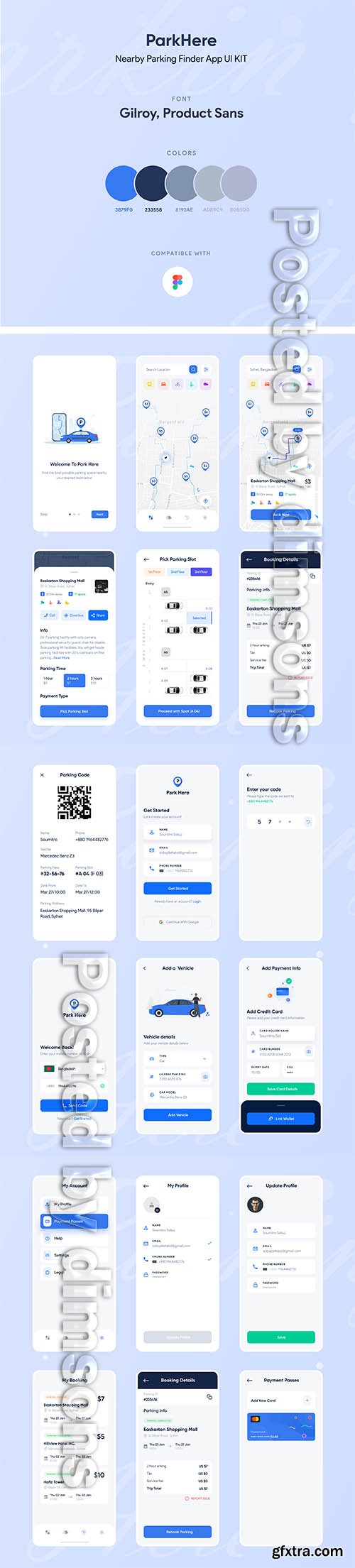 ParkHere: Nearby Parking Finder App UI KIT