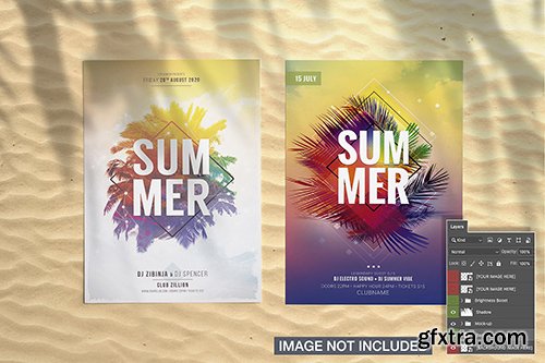Two flyer with palm shadow mockup