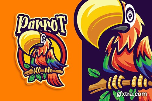 Parrot Mascot Character Logo Template
