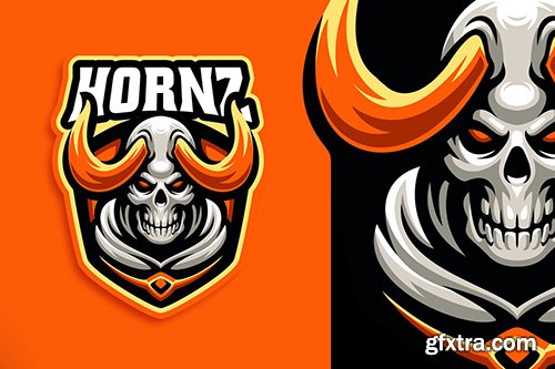 Hornz Skull Esport and Sport Logo Template Hornz Skull Esport and Sport Logo Template