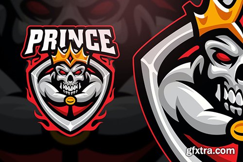 Prince Skull Esport and Sport Logo Template Prince Skull Esport and Sport Logo Template