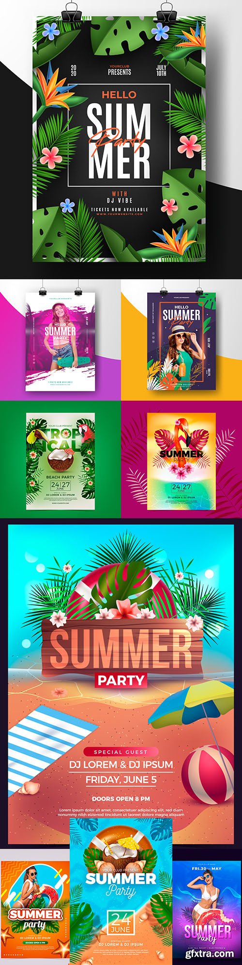 Summer tropical party with illustrations poster template
Summer tropical party with illustrations poster template
