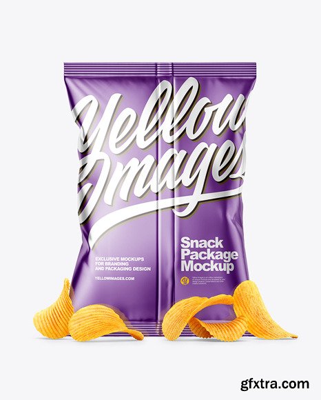 Metallic Snack Package with Riffled Potato ChipS Mockup 58919