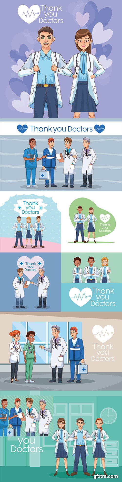 Thank you professionals doctors characters illustration
Thank you professionals doctors characters illustration