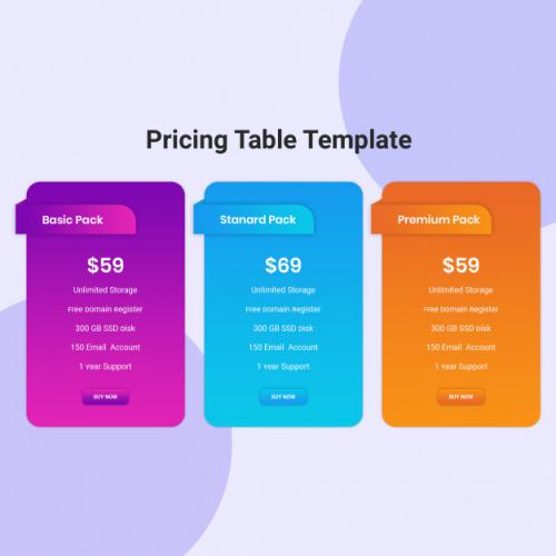 Unique Pricing Table Interface Premium PSD