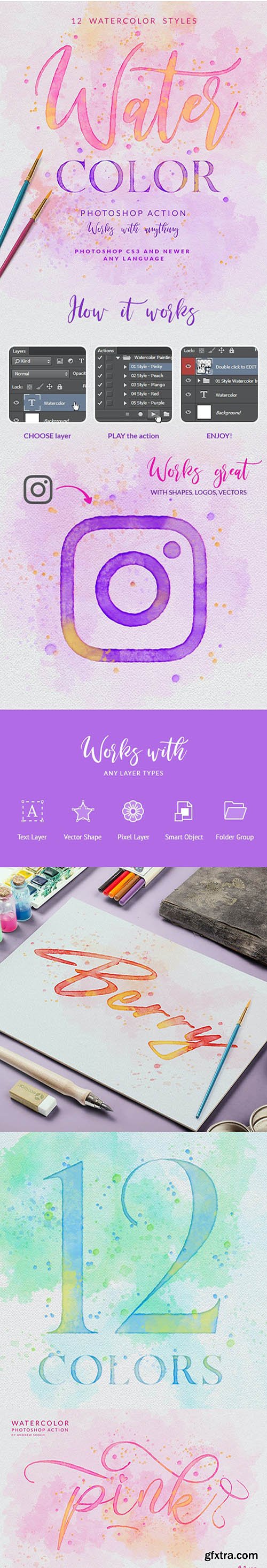 Watercolor Painting - Photoshop Action 25787736 Watercolor Painting - Photoshop Action 25787736