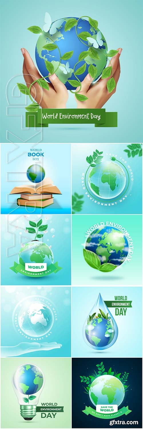 Realistic world environment day concept vector design Realistic world environment day concept vector design