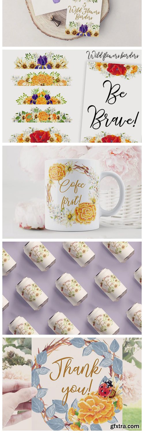 Wild Flowers Borders and Wreaths 3969012