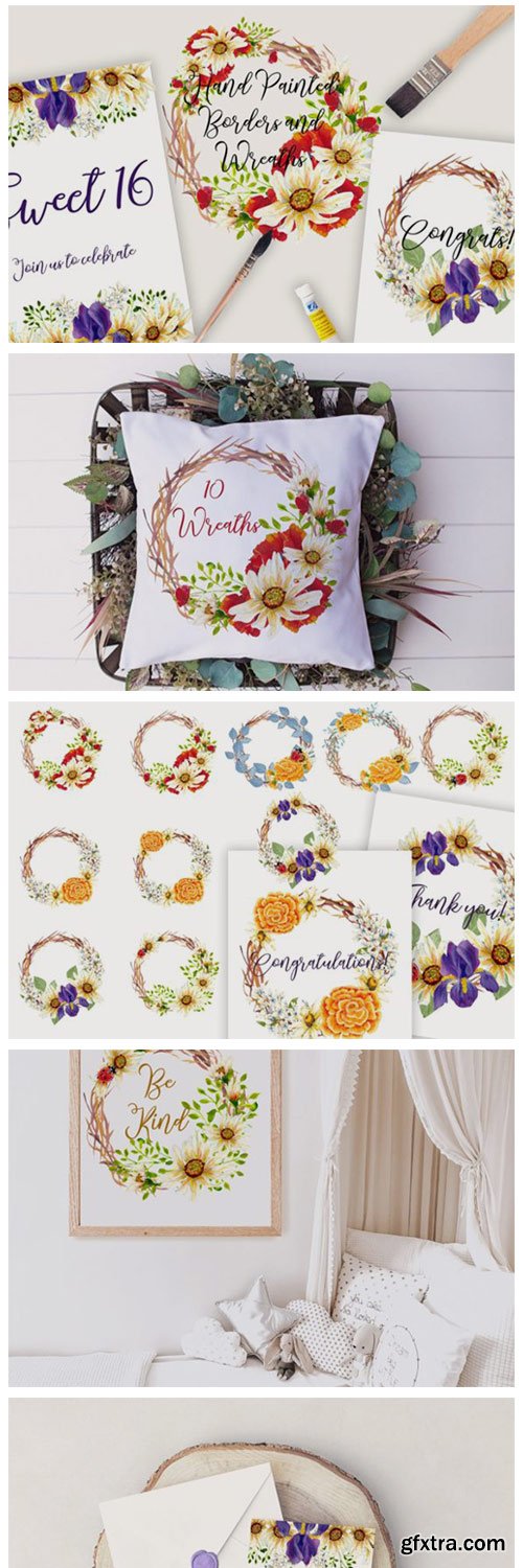 Wild Flowers Borders and Wreaths 3969012