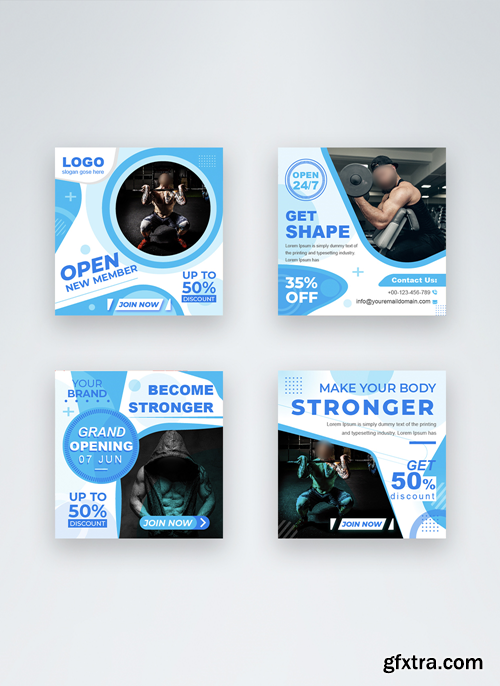 fitness gym social media post banner bundle fitness gym social media post banner bundle