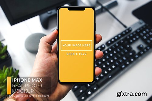 iPhone Max in Hand Real Photo Mockup iPhone Max in Hand Real Photo Mockup