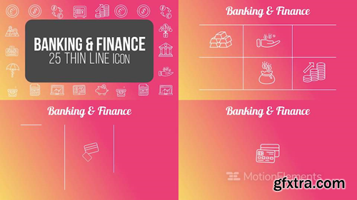 me14680997-banking-finance-thin-line-icons-montage-poster