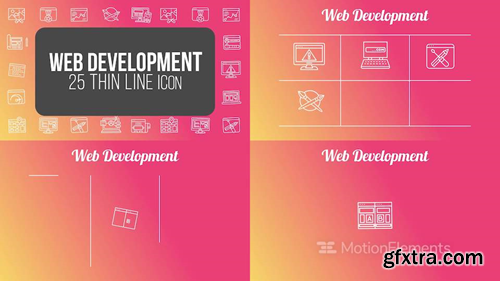 me14681004-web-development-thin-line-icons-montage-poster
