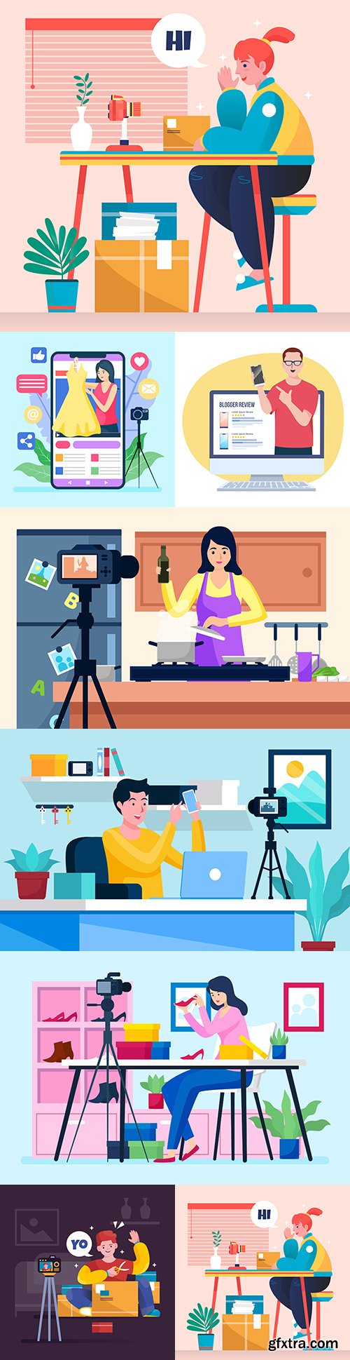 Blogger reviews and records new video illustration concept
Blogger reviews and records new video illustration concept