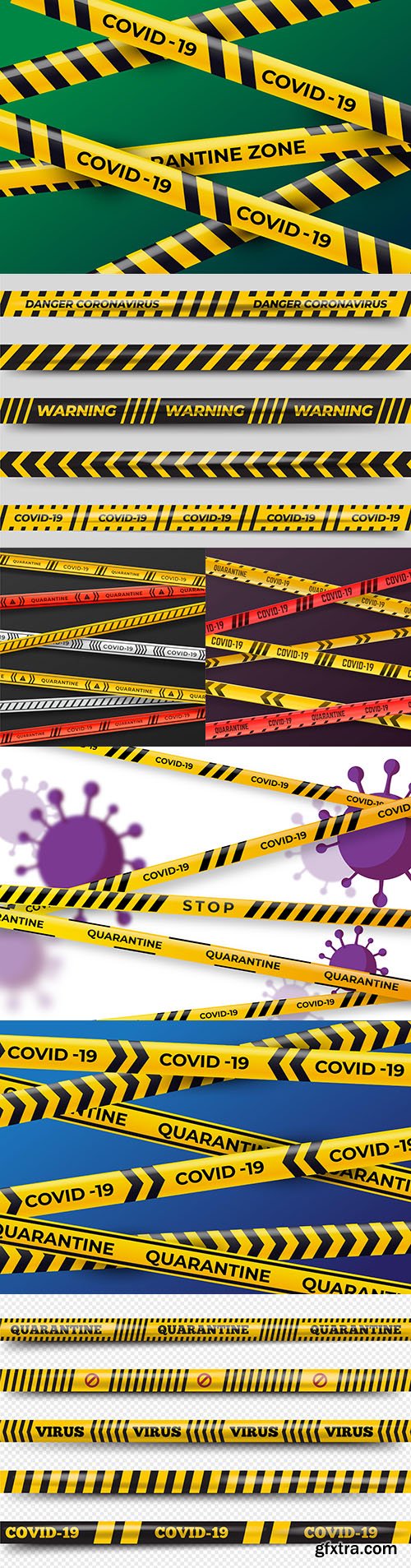 Realistic quarantine strips coronavirus covid-19 illustration
