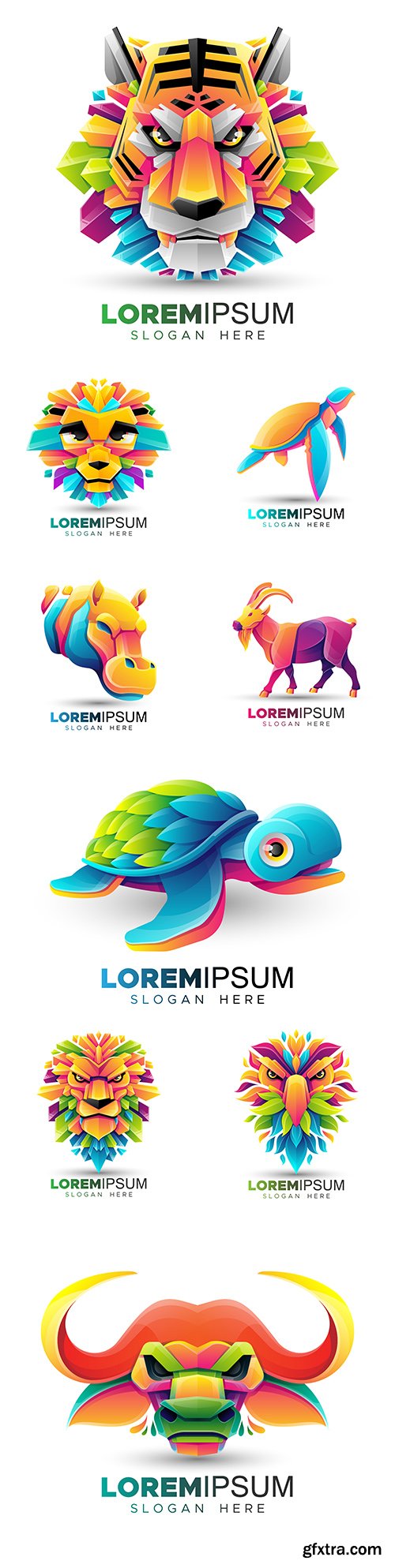 Origami and animal logo design flat color modern 6
