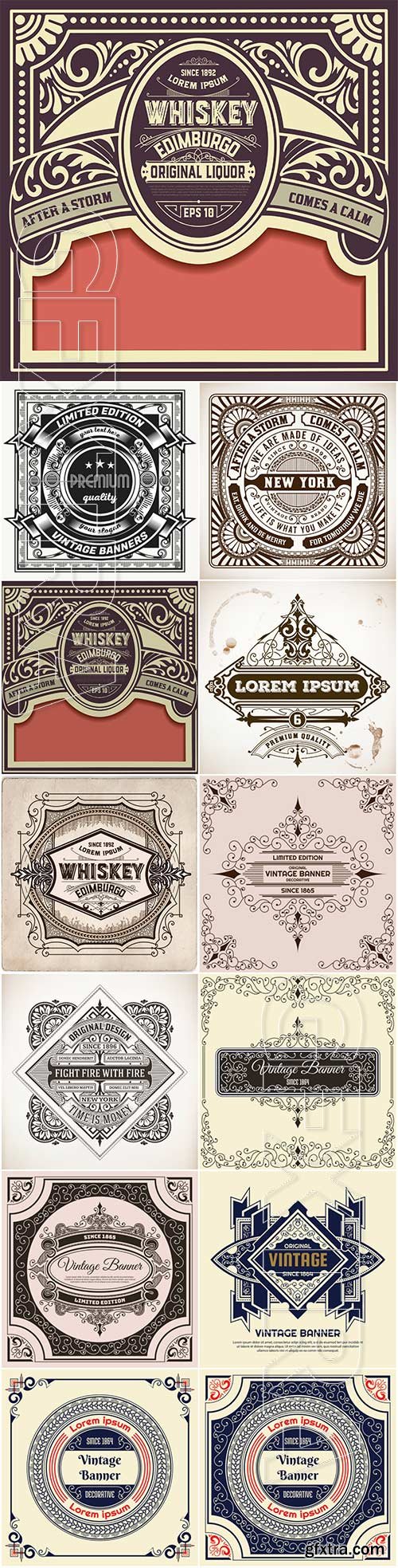 Labels in vintage style, vector elements