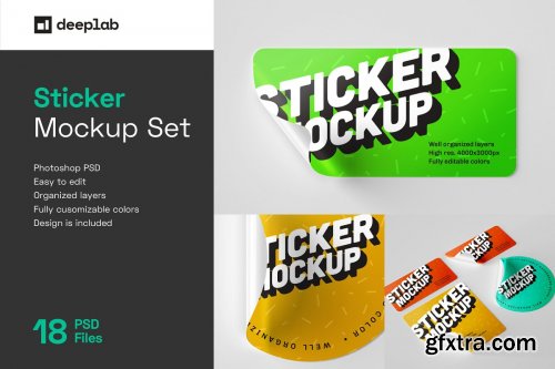 CreativeMarket - 18 Styles - Sticker Mockup Set 4753794