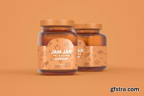 CreativeMarket - Glass Jam Jar Packaging Mockup 4321463
