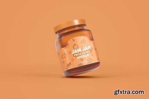 CreativeMarket - Glass Jam Jar Packaging Mockup 4321463