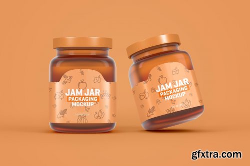 CreativeMarket - Glass Jam Jar Packaging Mockup 4321463