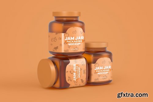 CreativeMarket - Glass Jam Jar Packaging Mockup 4321463