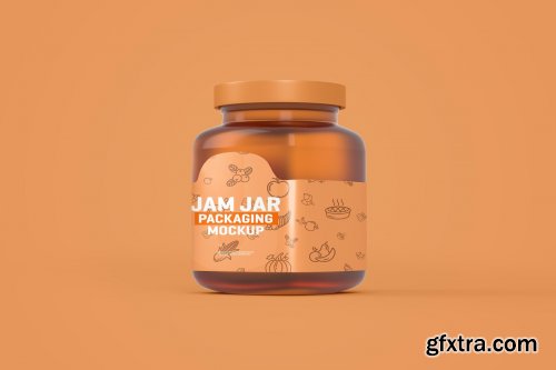 CreativeMarket - Glass Jam Jar Packaging Mockup 4321463