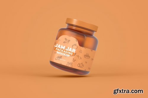 CreativeMarket - Glass Jam Jar Packaging Mockup 4321463
