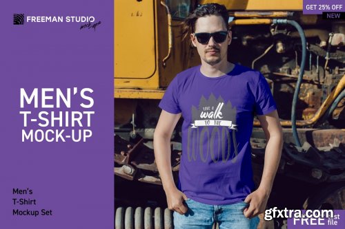CreativeMarket - Men's T-Shirt Mock-Up Set 3857277
